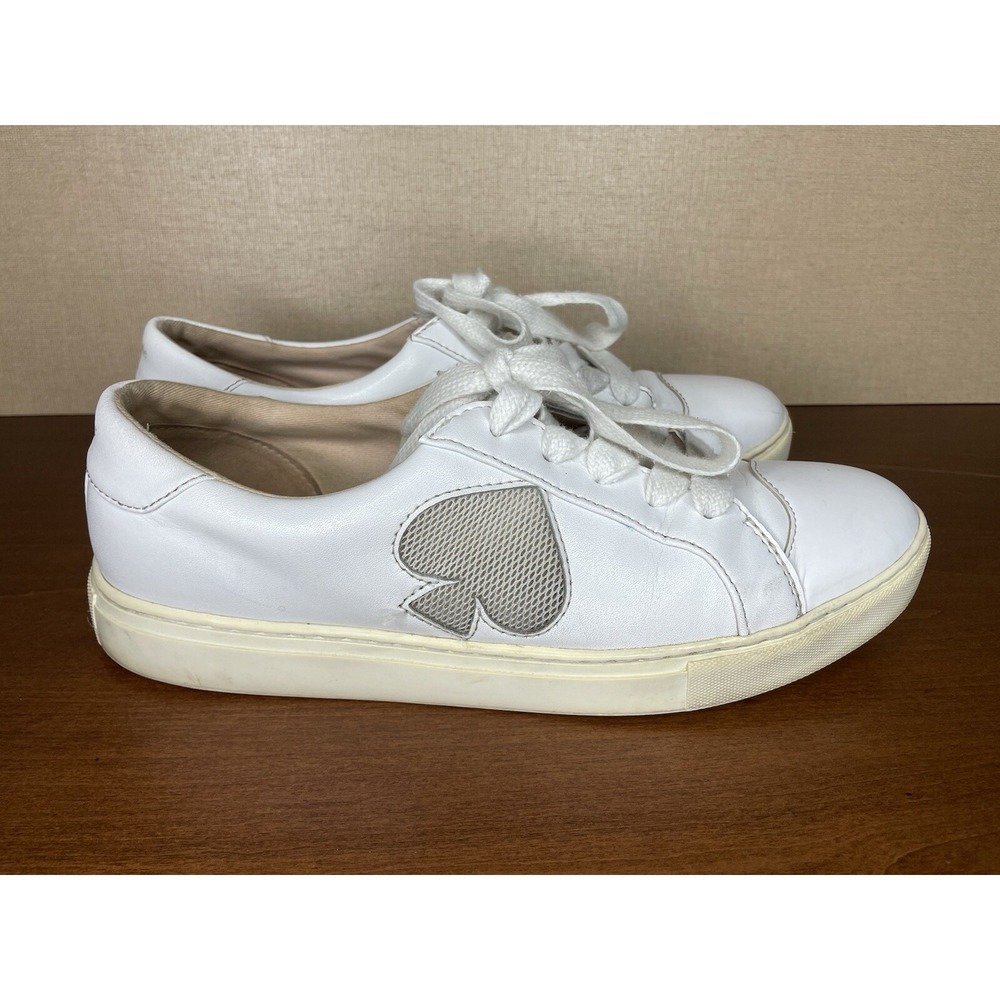 Kate Spade Womens Shoes Size 10 New York White Leather Sneakers Gold Heart Lace